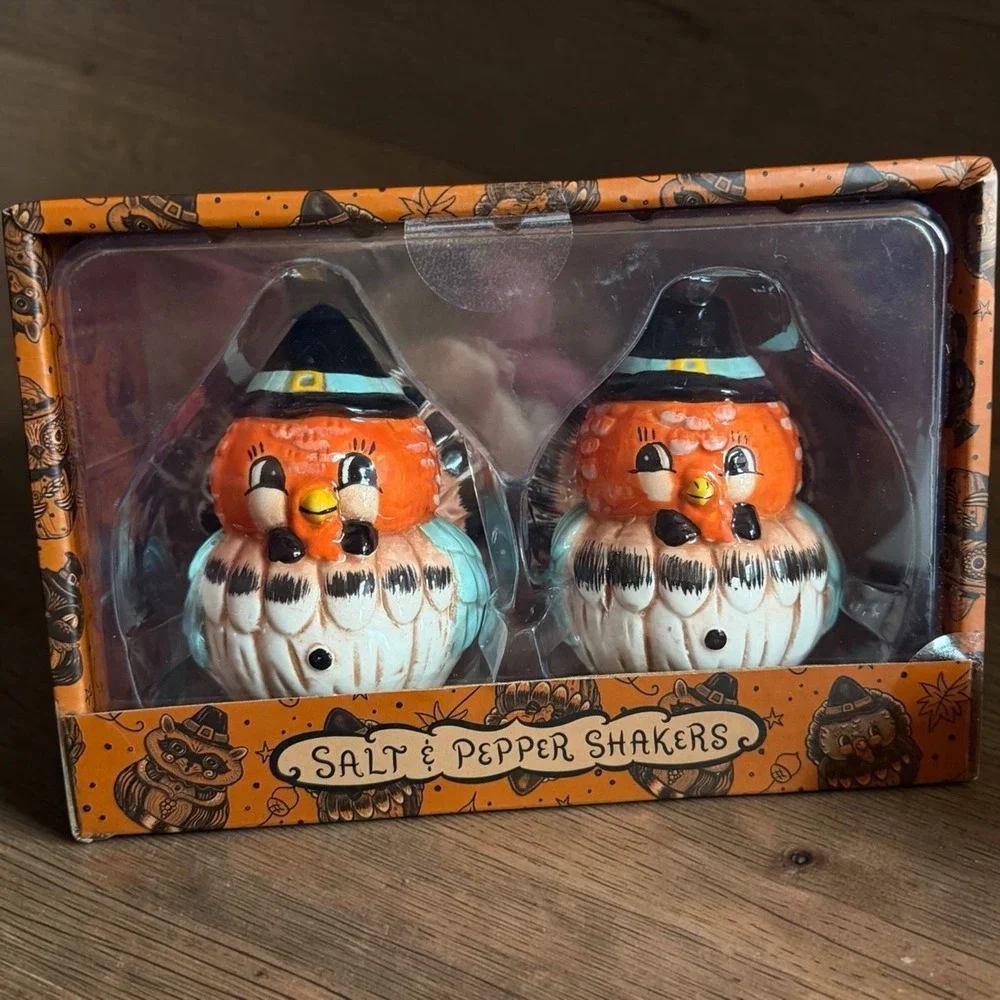 🧡 NEW Johanna Parker Turkey Salt Pepper Shakers Thanksgiving Fall Transpac NIB